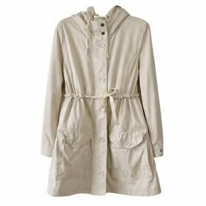 Gap Beige Utility Jacket Hooded Drawstring Cotton |‎ Lightweight Layer